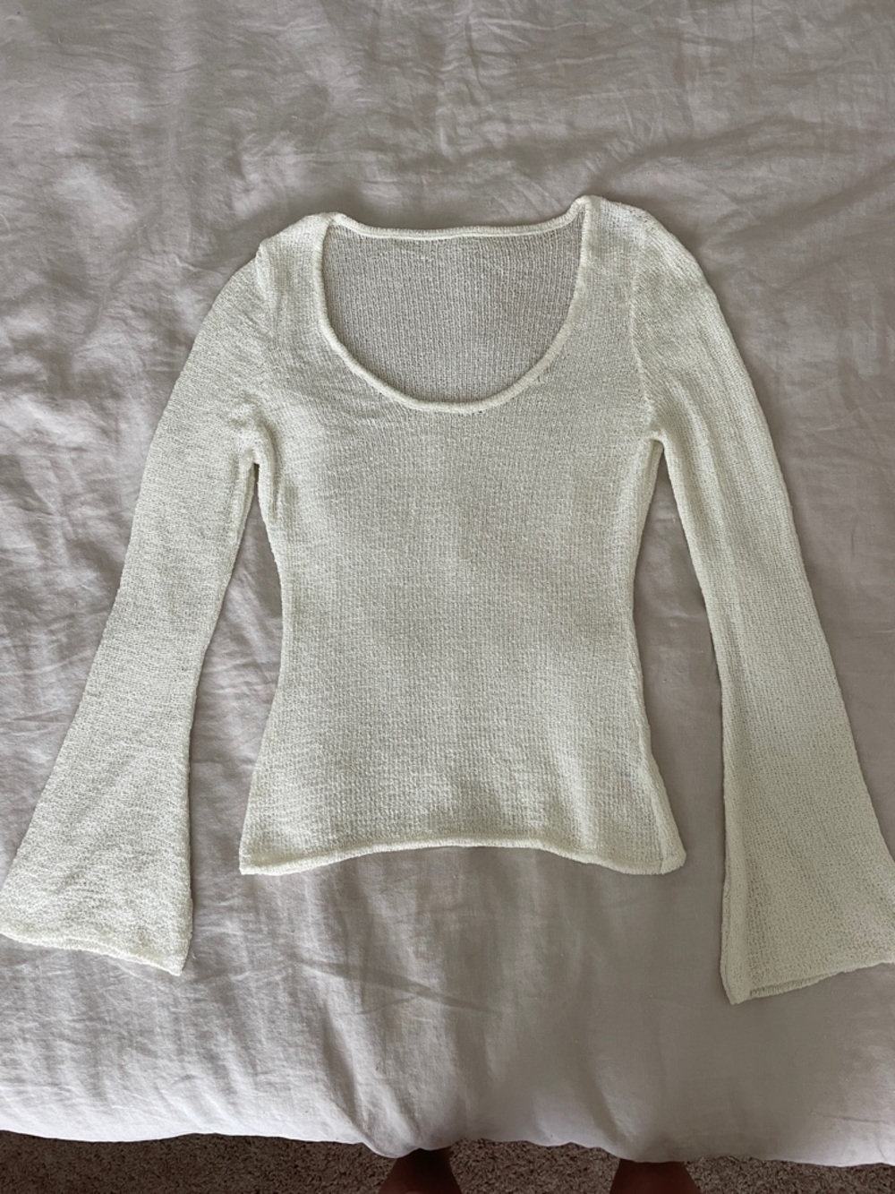 Women's Scoop Neck Cream Knit Sweater
